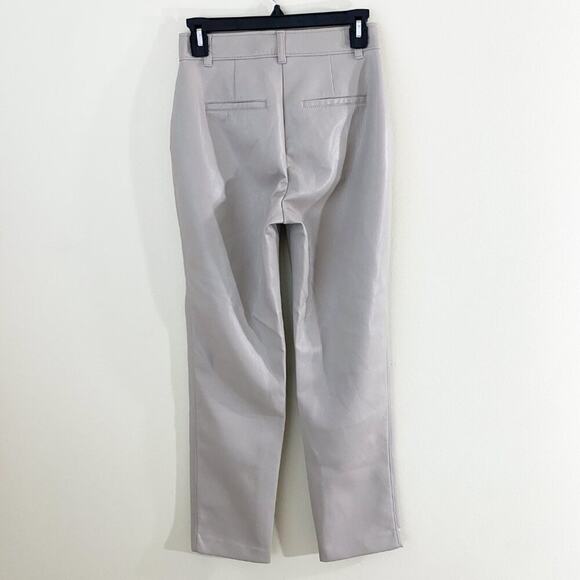 Aritzia Babaton Tan/Taupe Vegan Leather Straight Leg Pants Women's Size 0 EUC - Picture 3 of 10